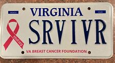 Exp Virginia Personalized Vanity License Plate DMV Breast Cancer Survivor Sign picture