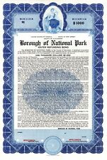 Borough of National Park - 1945 $1,000 Specimen Bond - Specimen Stocks & Bonds picture