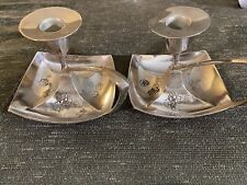 Antique Silver Candlestick Holder  Pair, Rare With Engraving Flower, XIX Century picture