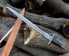 Crafted Razor Sharpe Sword 31' Real Damascus Steel Full Tang Sword With Leather picture