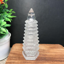 350G Transparent natural white crystal Wenchang pagoda carved quartz B102 picture