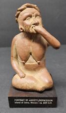 Vtg Portrait Of Anxiety/Depression Etrafon Promo Clay Figurine Mexico ca 800 AD picture