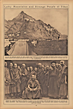 1922 Tibet Lamas Mt Everest Chomolungma Shekar Dzong Monastery Sepia Rotogravure picture