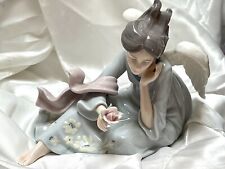 Member's Mark Porcelain Seated Angel with Flower Blue Gown  picture