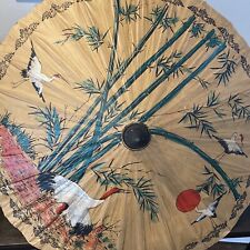 Vintage Chinese Decorative Hand Painted Wax Paper Parasol/Umbrella Read picture