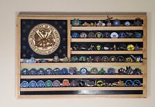 US Army Solid Oak Challenge Coin Wall Display Flag 36x20 ful-panw/free coin CU picture