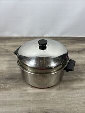 Vintage 1801 Revere Ware 6 QT Stock Pot 80 Copper Bottom with Lid Made in USA picture