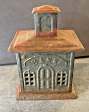 Antique Pierced Tin Still Bank Building  Penny Bank,  Circa Late 1800's -867.23 picture