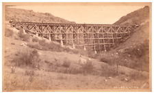 A & P R.R. ~Atlantic & Pacific Railroad ~ Arizona BRIDGE Cabinet card ~ mammoth? picture