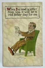 1915 Cartoon Man In Chair. Funny Vintage Postcard picture