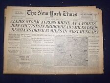 1945 MARCH 25 NEW YORK TIMES - ALLIES STORM ACROSS RHINE AT 4 POINTS - NP 6676 picture