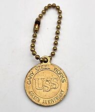 Vtg Gary Steel Works Indiana Key Fob Keychain 1956 Golden Anniversary USS Tag picture