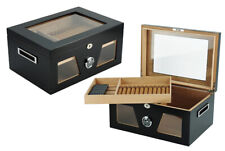 Quality 120+ CT Count Cigar Humidor Humidifier Wooden Case Box Hygrometer fiv picture