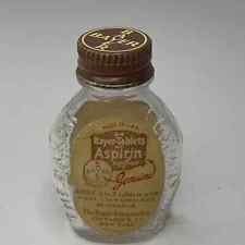 Vintage Bayer Asprin Bottle Glass Embossed W/ Labels And Cap Excellent picture