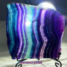 400-500g Natural rainbow Fluorite slice Crystal Mineral specimen +stand gift 1pc picture