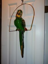 Vintage Parrot (19 inches) on Metal Swing Paper Mache(?)   picture