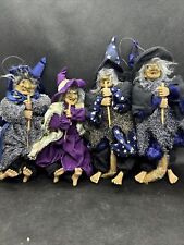 VTG GANZ FLYING WITCH ON BROOMSTICK HALLOWEEN SET OF 4 WITCHES NOS & NIB picture
