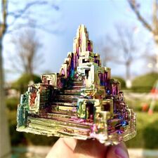 Natural Aura Rainbow Bismuth Titanium Geode Quartz Healing Crystal Specimens picture