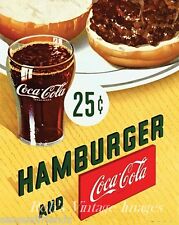 Coca Cola & Hamburger Advertising Poster Drug Store Grill Woolworth’s 1940s-50s picture