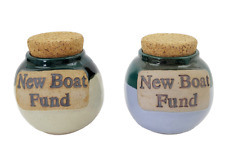 Tumbleweed Pottery New Boat Fund Bank Stoneware Jar With Cork Lid Pair picture