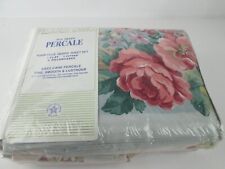 Fieldcrest Cannon Percale 4 Pc Sheet Queen Set Floral NEW Made in USA picture