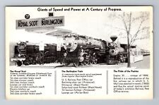 1934 Expo, Giants Of Speed Royal Scot & Burlington Trains Vintage Postcard picture