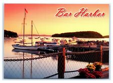 Postcard Bar Harbor Maine ME boats ferry MS893 picture