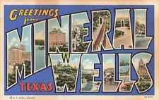 Large Letter Greetings From Mineral Wells  Texas TX  Linen P547 picture