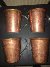 4 SERTODO DIGNIDAD Mexico Hammered Copper Aged Patina Steel Handle Mule Mug Set picture