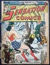 Sensation Comics #14 🌞 VERY RARE WONDER WOMAN BOOK 🌞 1943 World War 2 Era picture
