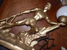  Vintage Art Deco Lamp, Poseidon Holding Large Pearl, Measures 21 x 22 x 5 in. picture