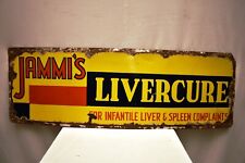 Vintage Chemist Sign Jammi's Liver Cure Infantile Liver Porcelain Enamel Rare
