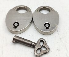 Lot Of 2 Locks & Working Key Eagle Lock Co USA Vintage Miniature Heart Pad-Lock picture
