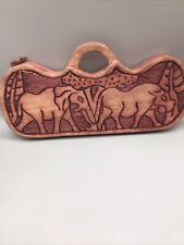 Vtg Hand Carved Mancala Board Game African Game Wood Carry Case Jungle Animals picture