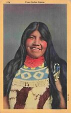 Yuma Arizona Native American Woman Lovely Smile Indian Fashion Linen AZ Postcard picture