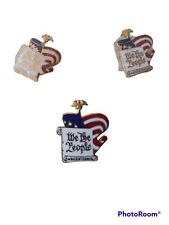 Vintage Lot We The People Bicentennial Flag Constitution Gold Tone Lapel/hat Pin picture