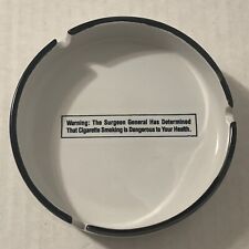 Vintage 1970s Surgeon General Warning Label Ceramic Ashtray Round Smoking picture