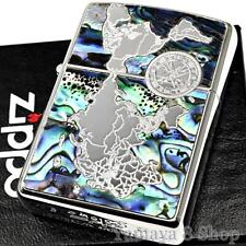 Zippo Oil Lighter Armor Case Shell-World Map S silver double sided etching New picture