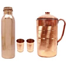 100% Pure Copper Jug Pitcher Glass Tumbler With Bottle Set For Health Benefits picture