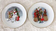 (2) Vintage 1984 Hand Painted Signed Victorian CHRISTMAS Plates 10.5” picture