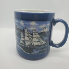 Otagiri Japan Emily Hollinger Coffee/Tea Mug Blue Whale Sailing Ship Nautical picture