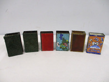 6 ANTIQUE CHINESE CLOISONNE ENAMEL & GERMAN MATCH BOX COVERS ~ 2 CARVED TOPS picture