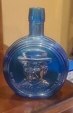 Vintage Wheaton Glass Woodrow Wilson Commemorative Blue Carnival Glass Bottle picture