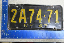 New York LIcense Plate 1947 Tag 47 NY 2A74-71 picture