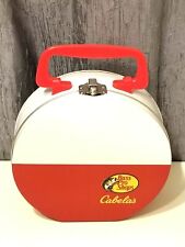 Rare Collectible Cabela's Bass Pro Shops Round Tin w/Handle Lunchbox picture