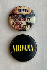 Vintage Nirvana Pin-Back Button Lot (2) Live Tonight Sold Out 1” Diameter Black picture