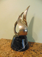 RARE Polished Metal Tabletop Sculpture on Marble base picture