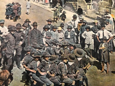 TEL AVIV PALESTINE JUDAICA PHOTO SCOUTS COLOURED PC 1929 picture