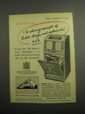 1948 H.M.V. Model 1608 Radiogram Ad - A shining example of british design picture