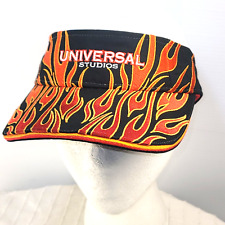 Vintage Universal Studios Black Orange Flames Sun Visor Hat Sz Adult Adjustable picture